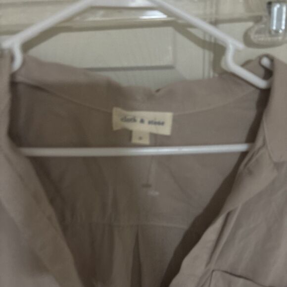 Cloth & Stone Khaki Shirt Dress Size Small Long Sleeve Slip On - Picture 6 of 7